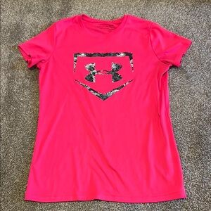 Under Armour Neon Pink Tee with Camo Logo